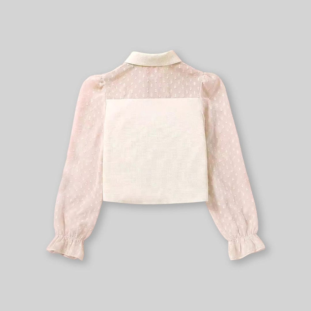 Girls Off White Puff Sleeves Casual Shirt Shirts   