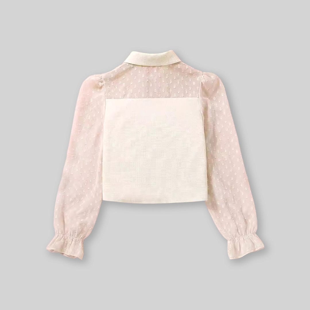 Girls Off White Puff Sleeves Casual Shirt Shirts   