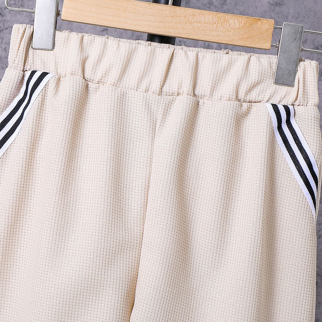 Boys Apricot Printed Short Sleeves T-shirt with Shorts Set Sets   