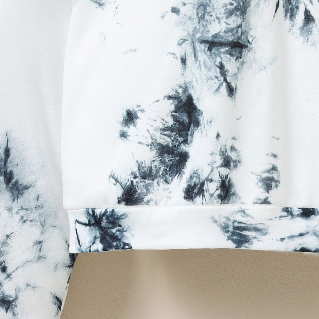 Girls White Tie & Dye Printed Hooded Sweatshirt Sweatshirts & Hoodies   