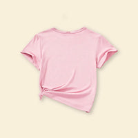Girls Pink Graphic Printed Short Sleeves T-shirt Tshirts   