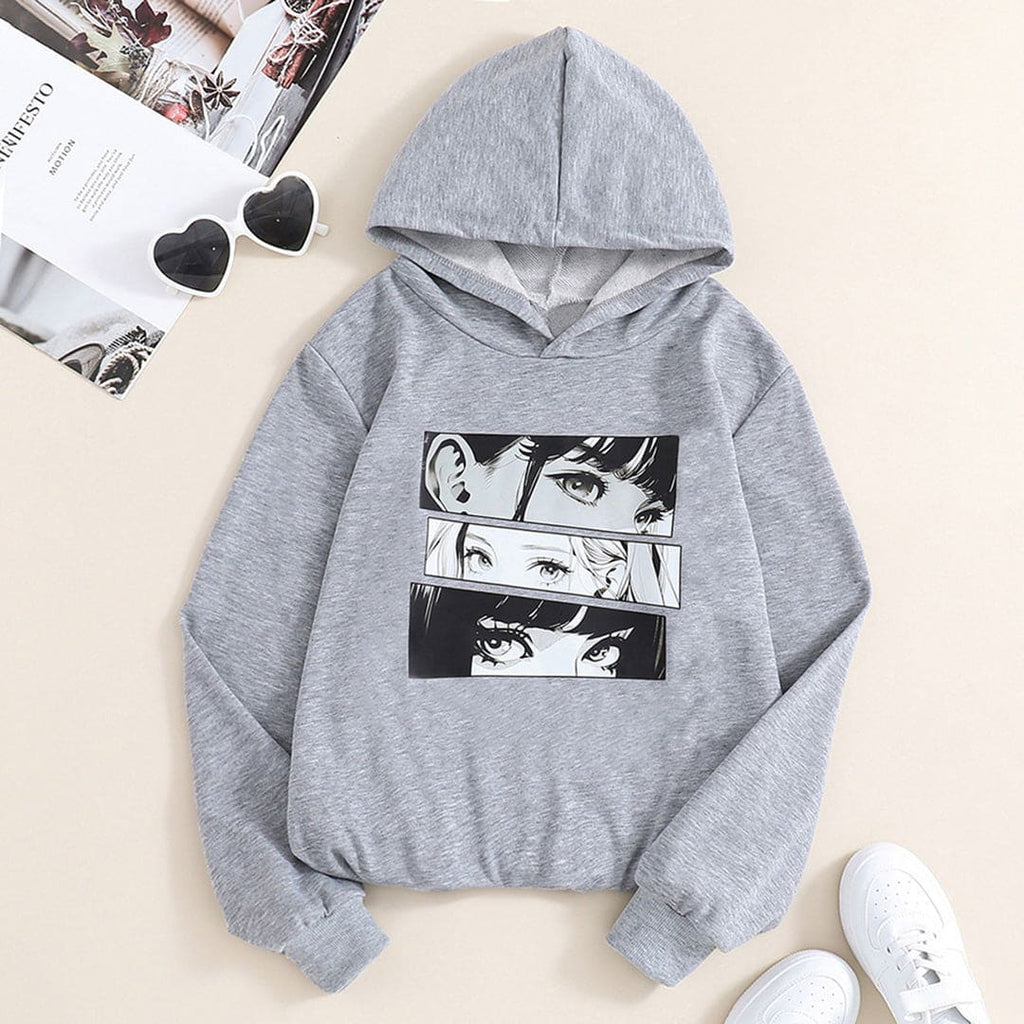 Boys Grey Printed Full Sleeves Hoodie Sweatshirts & Hoodies Gray 12-13 Y 