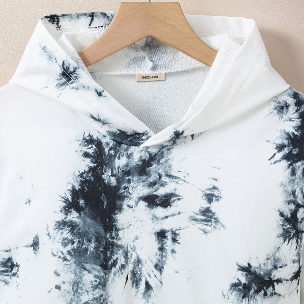 Girls White Tie & Dye Printed Hooded Sweatshirt Sweatshirts & Hoodies   