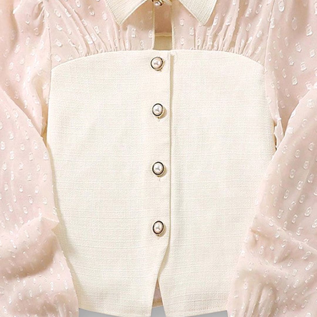 Girls Off White Puff Sleeves Casual Shirt Shirts   