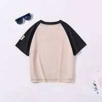 Boys Black Printed Raglan Sleeves Regular T-shirt Tshirts   