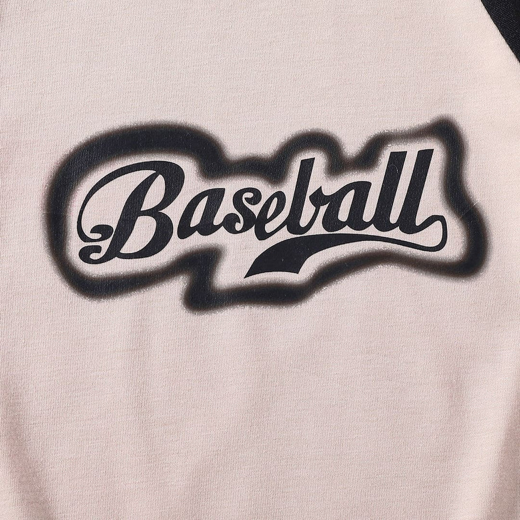 Boys Black Printed Raglan Sleeves Regular T-shirt Tshirts   