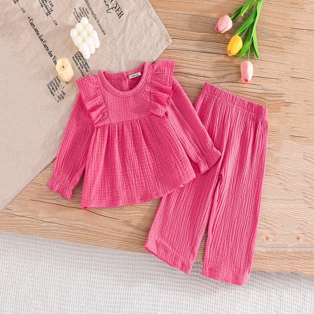 Girls Pink Empire Line Top with Pants Set Sets Pink 6-9 M 