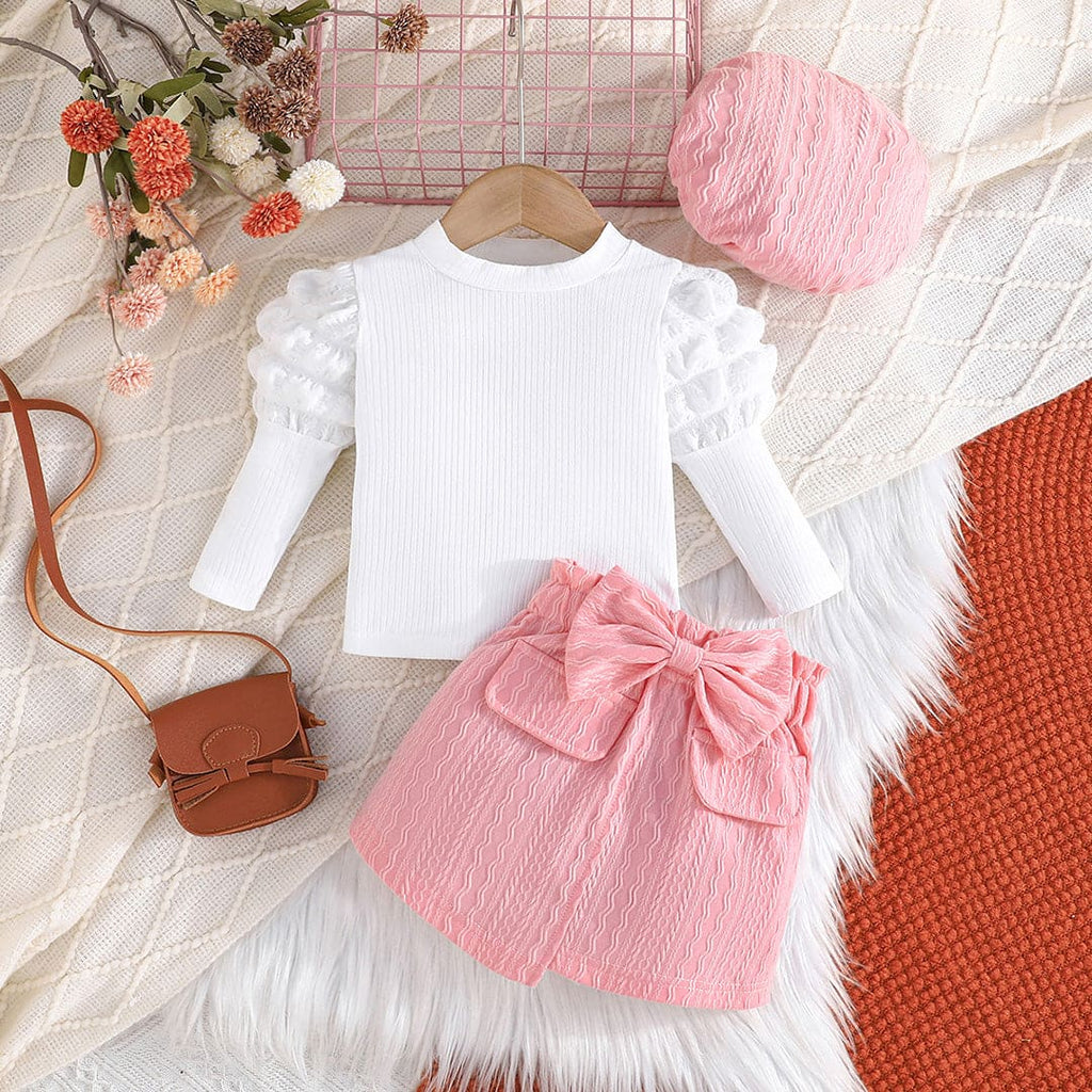 Girls Pink Knitted Top with Textured Skirt Set Sets Pink 6-9 M 