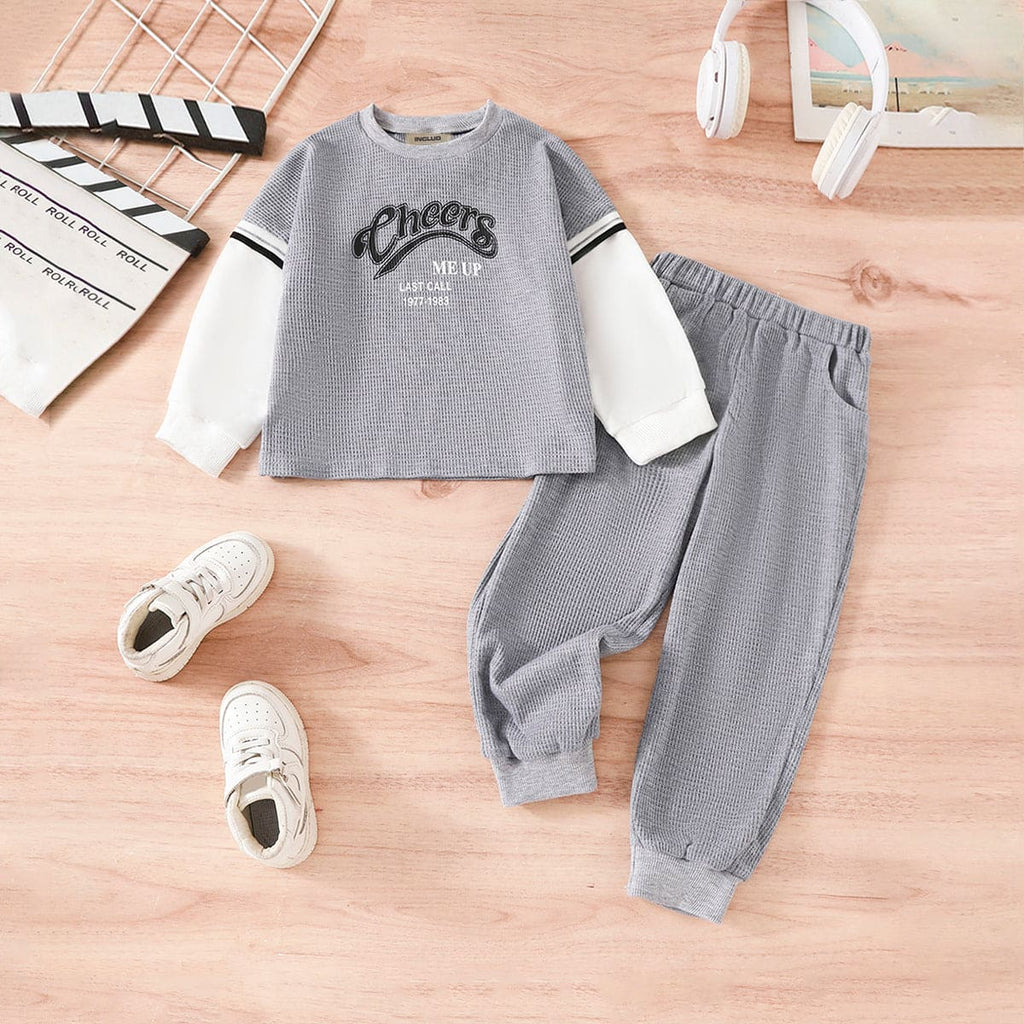 Boys Grey Printed Sweatshirt with Trouser Set Sets Grey 4-5 Y