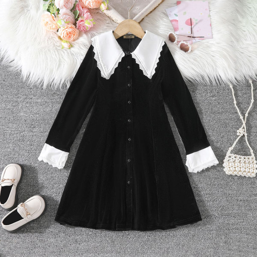 Girls Black Full Sleeves Shirt Dress Casual Dresses Black 8-9 Y