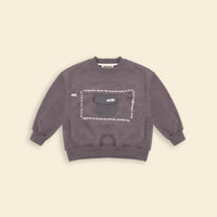 Boys Dark Grey HD Print Long Sleeve Fleece Sweatshirt With Flap Pocket Sweatshirts & Hoodies   