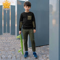 Boys Black Long Sleeve Fleece Sweatshirt With Flap Pocket Sweatshirts & Hoodies Black 9-10 Y 