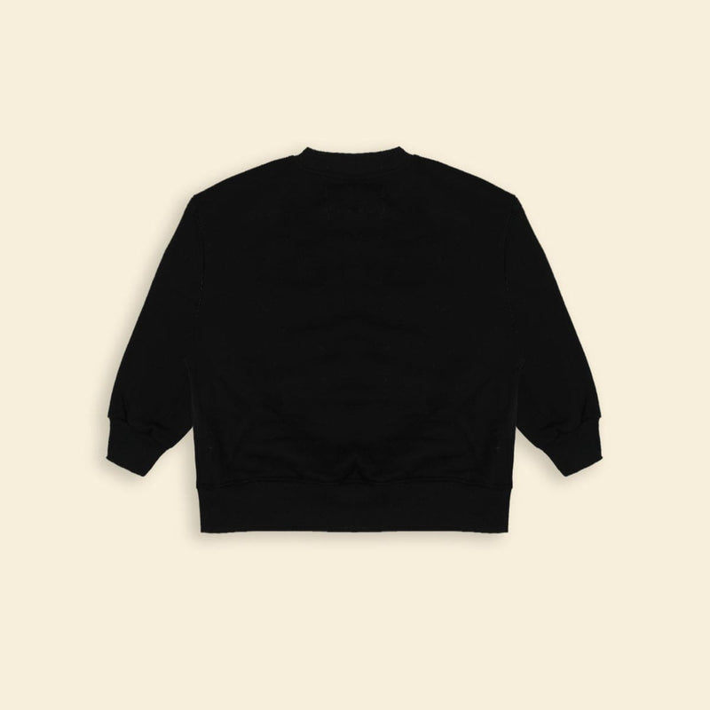 Boys Black Long Sleeve Fleece Sweatshirt With Flap Pocket Sweatshirts & Hoodies   