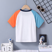 Boys White Printed Raglan Sleeves T-shirt Tshirts   