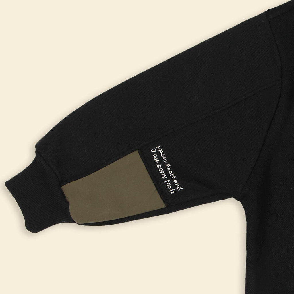 Boys Black Long Sleeve Fleece Sweatshirt With Flap Pocket Sweatshirts & Hoodies   