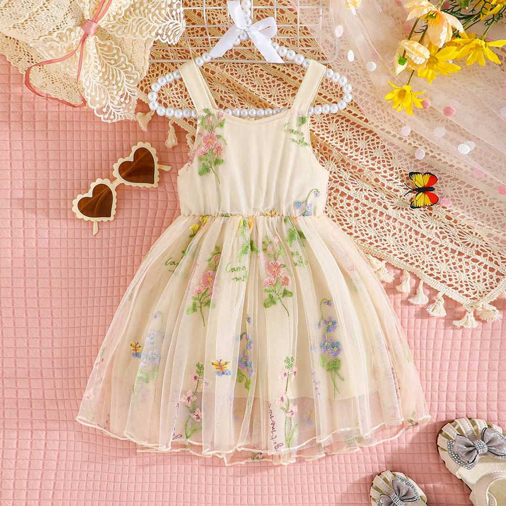 Girls Apricot Embroidered Tulle Party Dress Party Dresses Apricot 9-12 M 