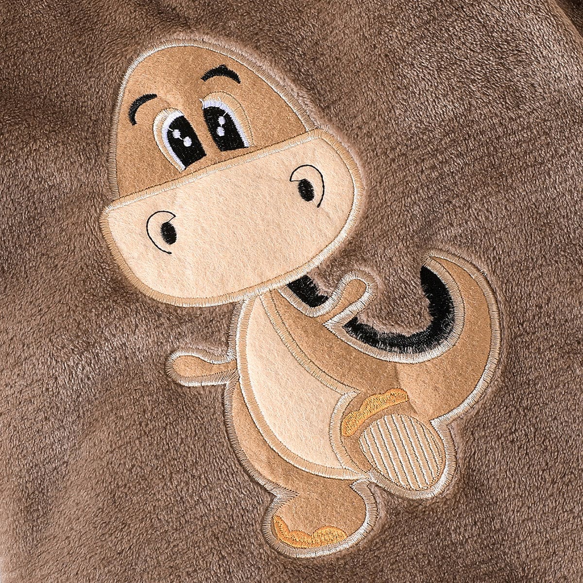 Boys Brown Dinosaur Patchwork Full Sleeves Jumpsuit Jumpsuits   