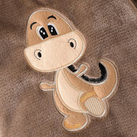 Boys Brown Dinosaur Patchwork Full Sleeves Jumpsuit Jumpsuits   