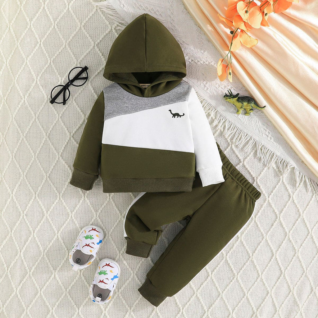 Boys Green Hooded Sweatshirt with Elasticated Trouser Set Sets Green 6-9 M 