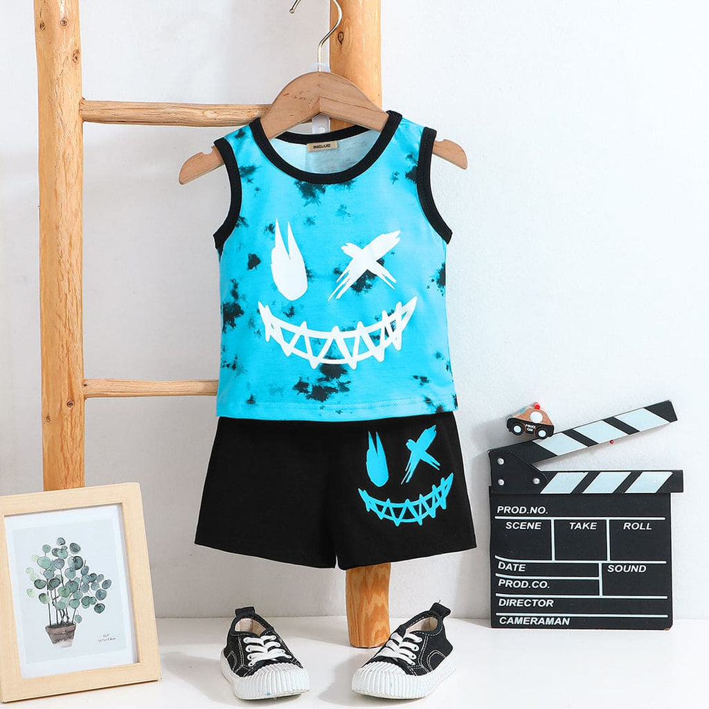 Boys Blue Sleeveless T-shirt with Shorts Set Sets Blue 9-12 M 