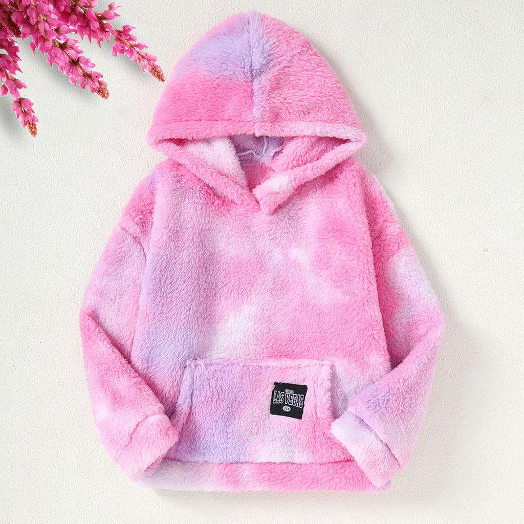 Girls Pink Tie & Dye Hooded Fleece Sweatshirt Sweatshirts & Hoodies Pink 8-9 Y 