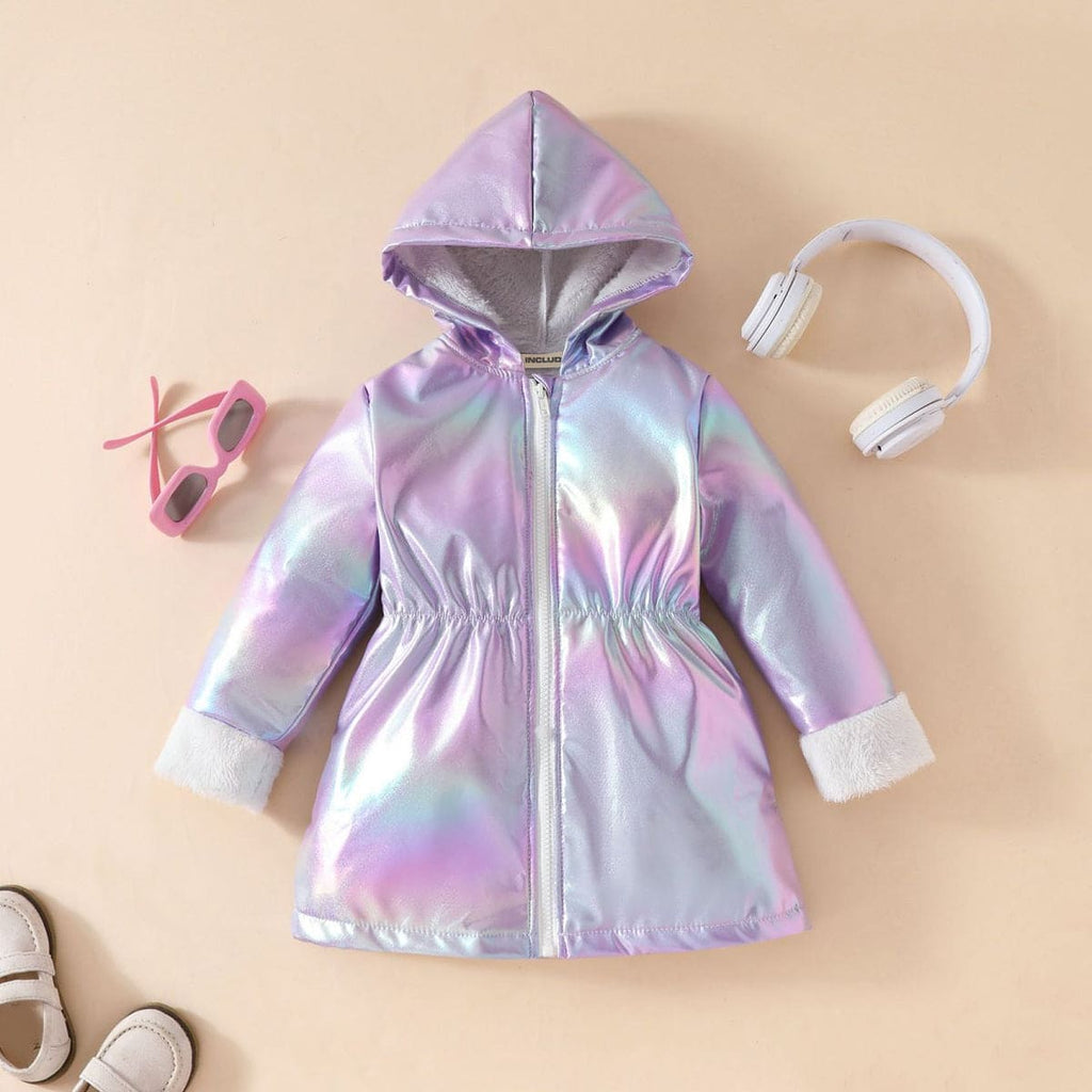 Girls Purple Ombre Hooded Full Sleeves Jackets Coats & Jackets Purple 4-5 Y