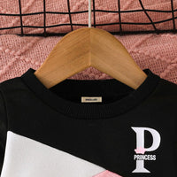 Boys Black Long Sleeve Color-Blocked Sweatshirt With Pants Set Sets   