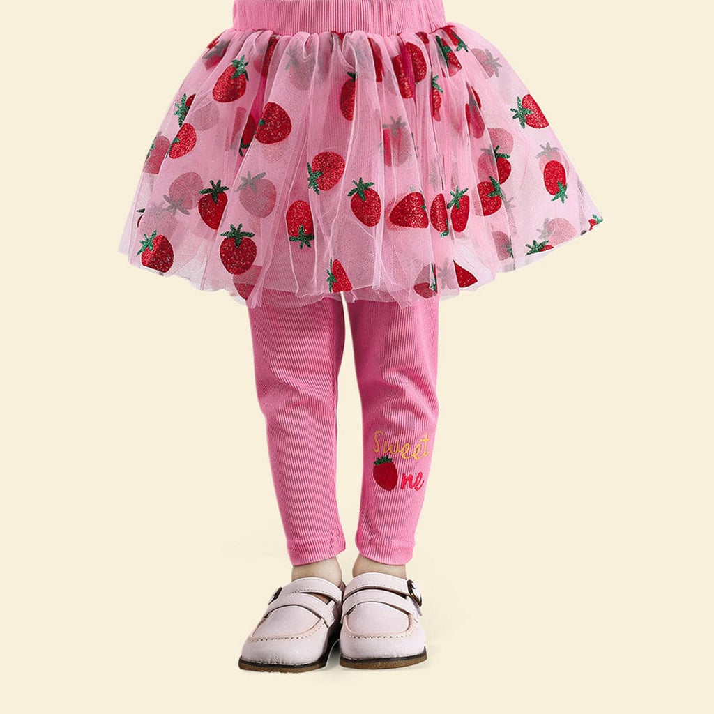 Girls Pink Strawberry Skirt With Fitted Legging Skirts Red 6-9 M 