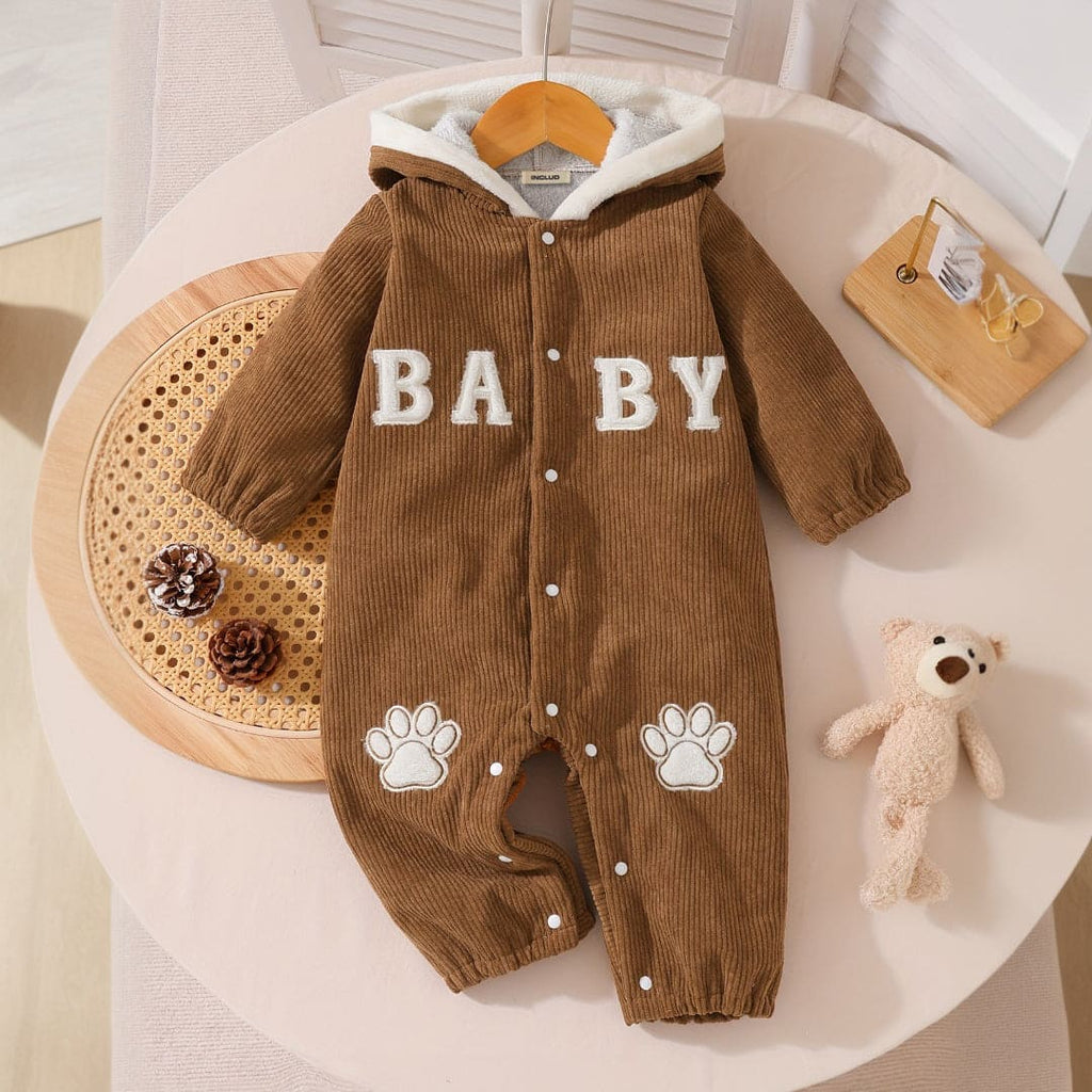 Boys Brown Corduroy Patchwork Jumpsuit Jumpsuits Brown 3-6 M 