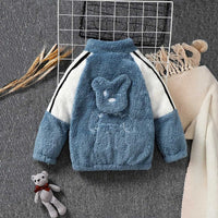 Boys Blue Raglan Sleeves Fleece Jacket Coats & Jackets   