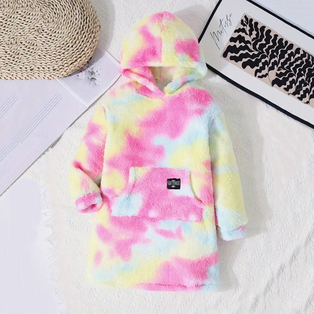 Girls Multicolor Tie & Dye Fleece Hooded Sweatshirt Sweatshirts & Hoodies Multicolor 8-9 Y 