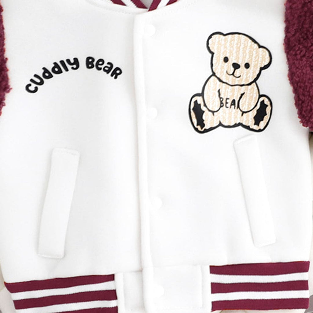 Boys White Colorblocked Varsity Jacket Coats & Jackets   