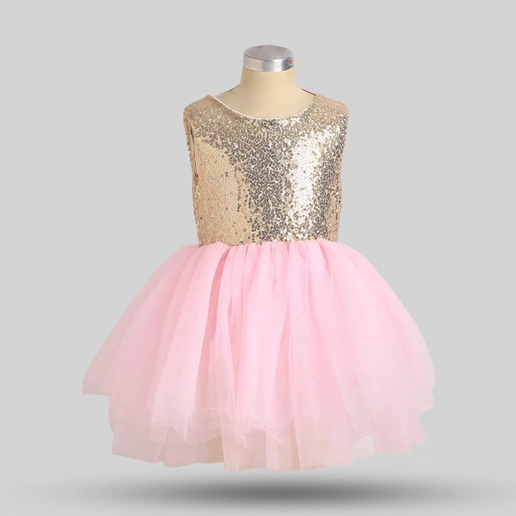 Girls Pink Sequins Embellished Tulle Party Dress Party Dresses Pink 6-9 M 