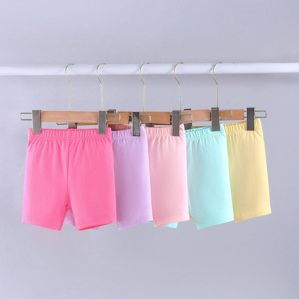 Girls Multicolor Elasticated Knitted Shorts ( Pack Of 5 ) Shorts Multicolor 6-9 M 