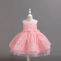Girls Pink Flower Textured Party Wear Dress Party Dresses Pink 2-3 Y