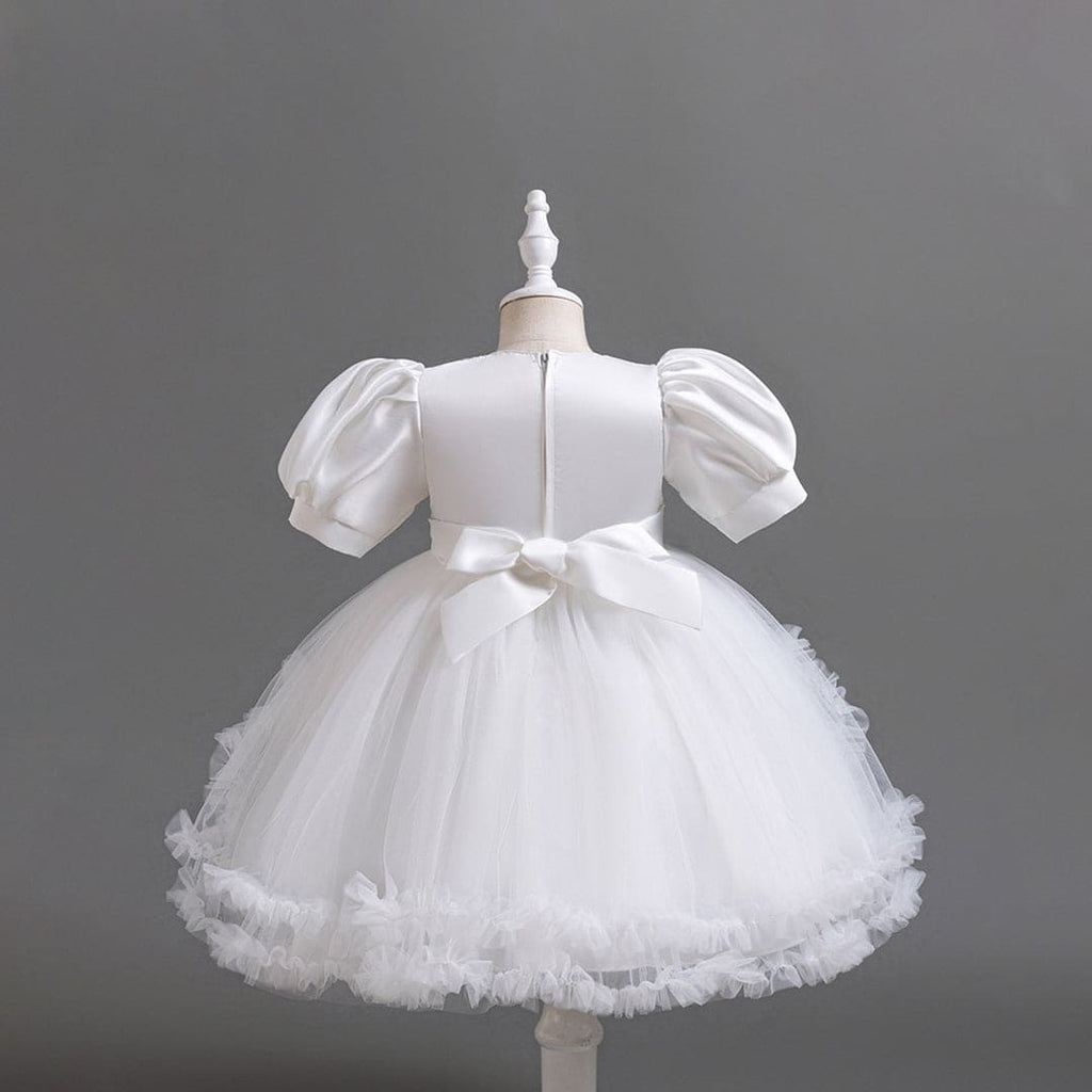 Girls White Sequins Embellished Fit & Flare Tulle Party Dress Party Dresses