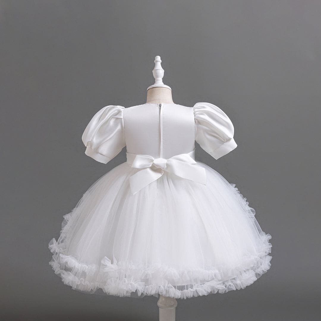 Girls White Sequins Embellished Fit & Flare Tulle Party Dress Party Dresses