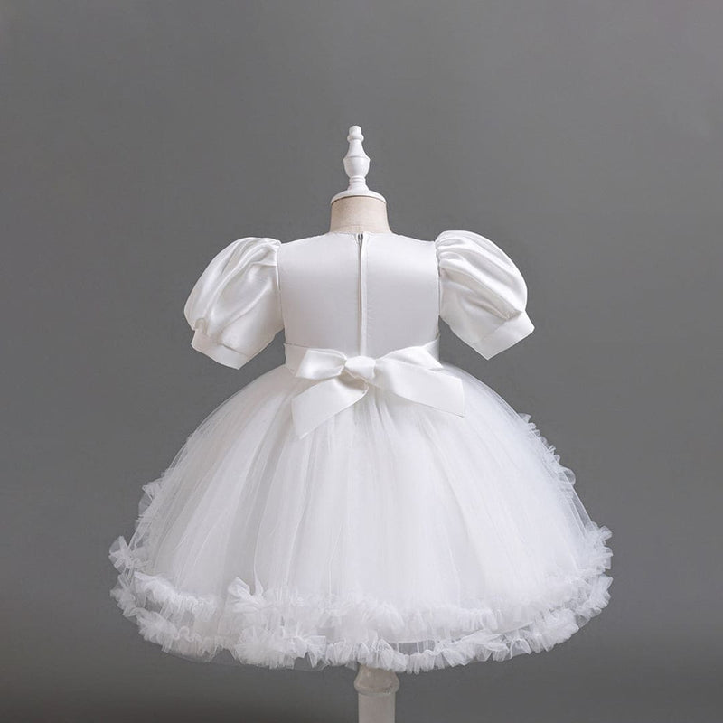Girls White Sequins Embellished Fit & Flare Tulle Party Dress Party Dresses