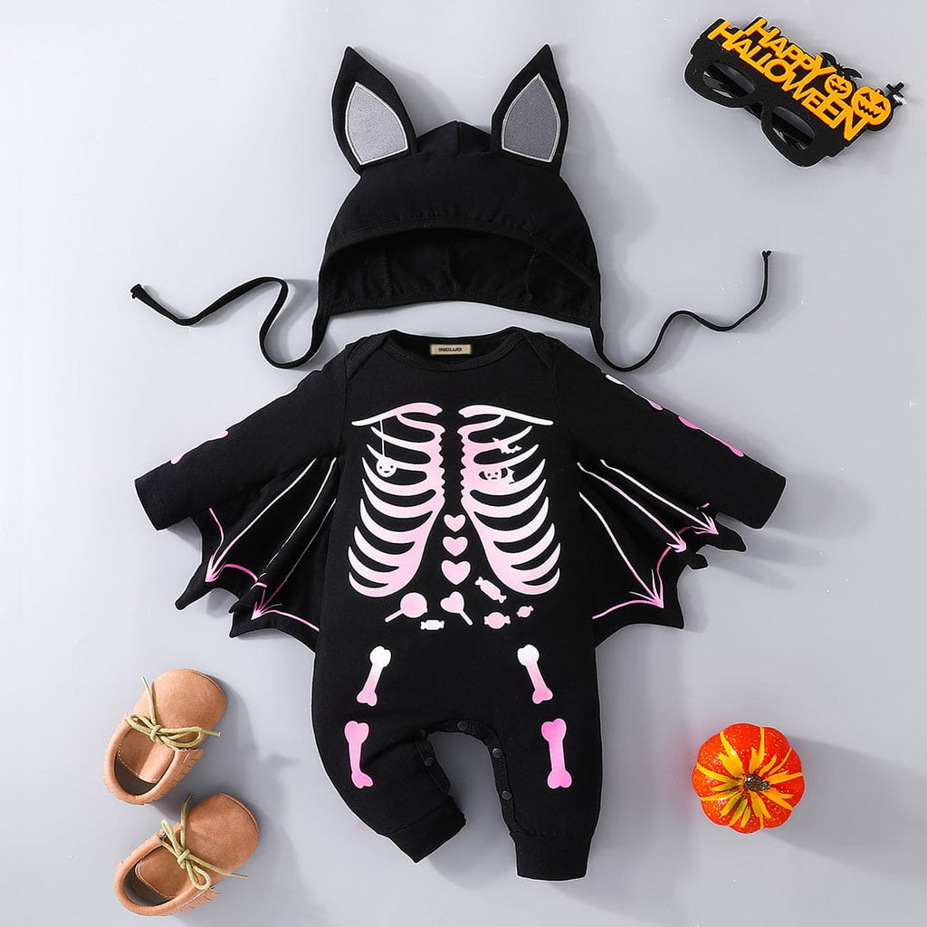 Boys Black Hooded Glow in the Dark jumpsuit Jumpsuits Black 0-3 M 