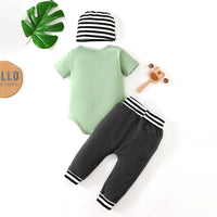 Boys Green Printed Bodysuit with Trouser Set Sets