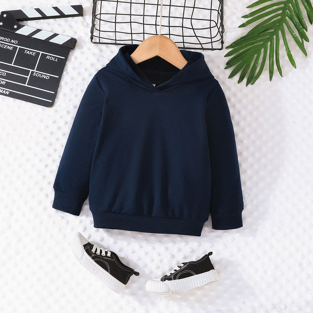 Boys Navy Long Sleeve Hooded Sweatshirt Sweatshirts & Hoodies Navy 2-3 Y 