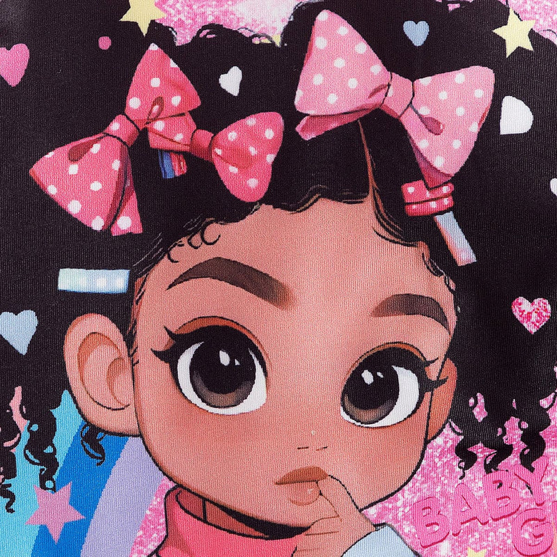Girls Pink Graphic T-Shirt With Sleeveless Denim Jacket And Pants Set Sets   