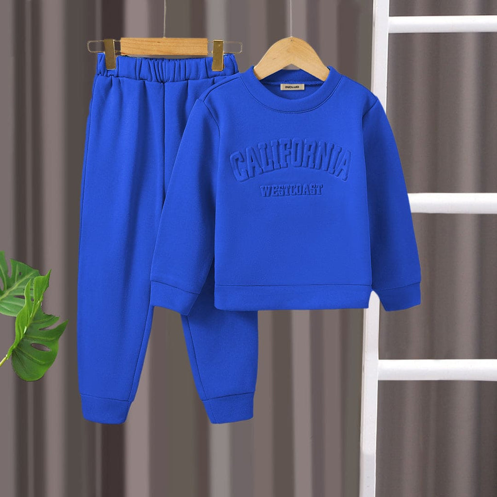 Girls Blue Typography Print Sweatshirt With Pants Sets Sets Blue 4-5 Y 