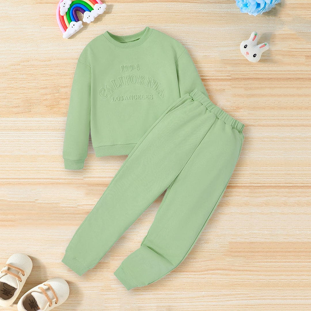 Girls Green Long Sleeve Sweatshirt With Pants Sets Sets Green 8-9 Y 