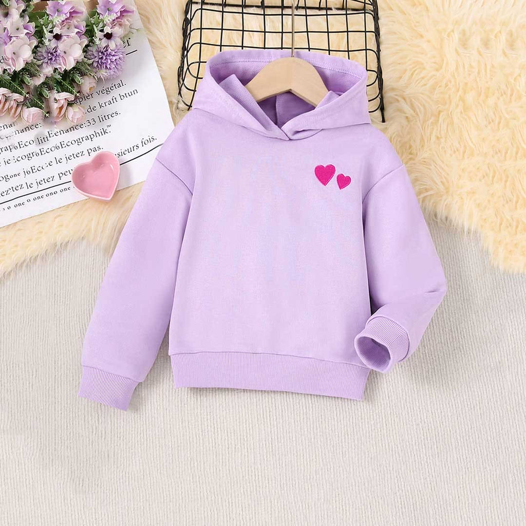 Girls Pink-Purple Hooded Heart Print Sweatshirts ( Pack Of 2 ) Sweatshirts & Hoodies Pink 4-5 Y 