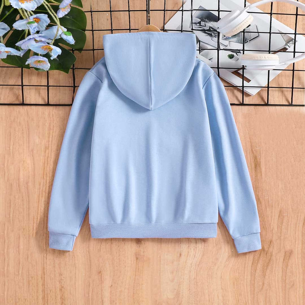Boys Blue Hooded Long Sleeve Typography Print Sweatshirt Sweatshirts & Hoodies   