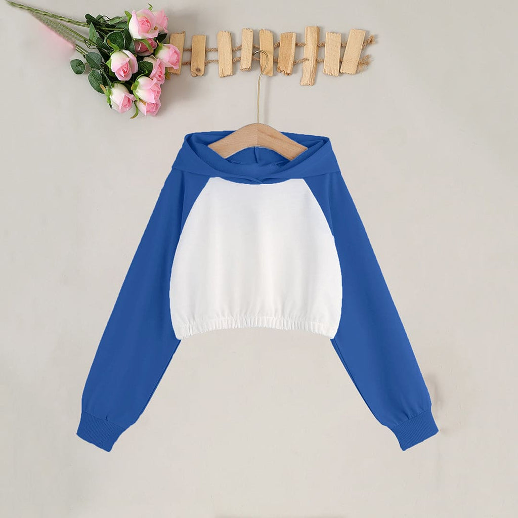 Girls Blue Hooded Raglan Sleeve Sweatshirt Sweatshirts & Hoodies Blue 5-6 Y 