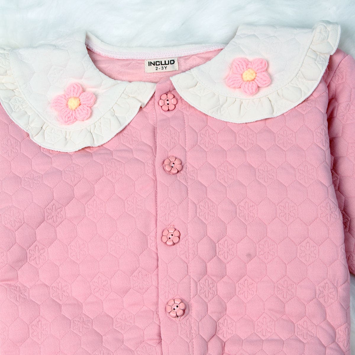 Girls Pink Cardigan with T-shirt & Denim Set Sets   