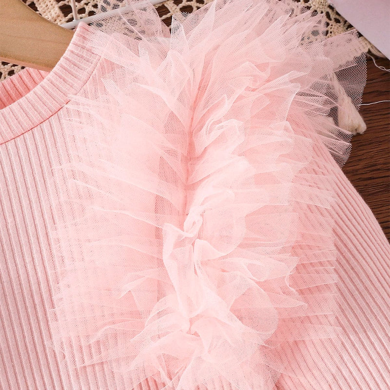 Girls Pink Knitted Full Sleeves Bodycon Dresss Casual Dresses   