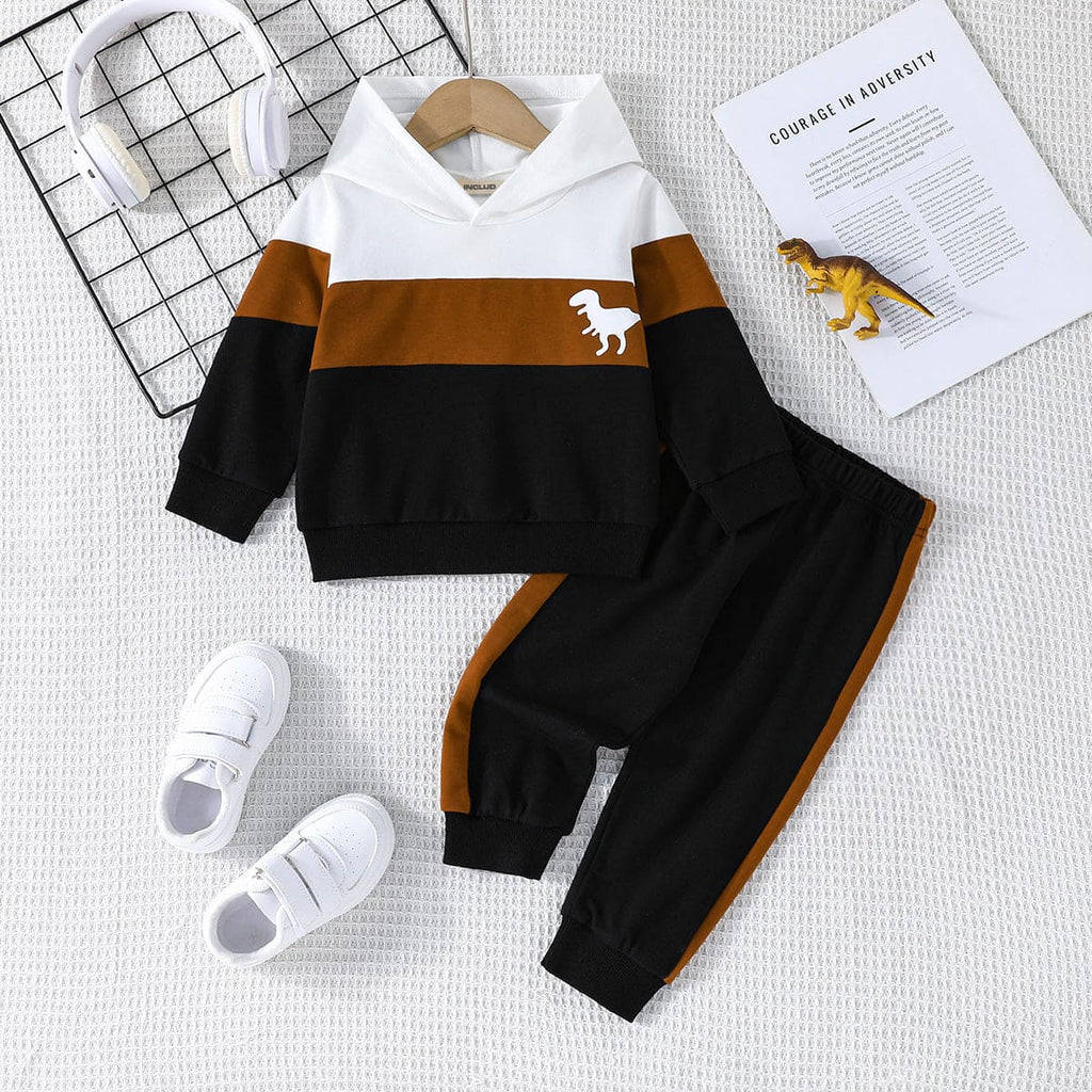 Boys Black Striped Sweatshirt with Trouser Set Sets Black 6-9 M 